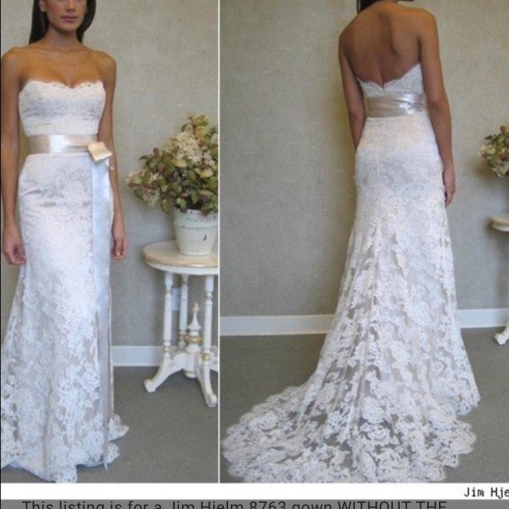 JIM HJELM Lace Wedding Gown Ivory / Champagne - Picture 3 of 5